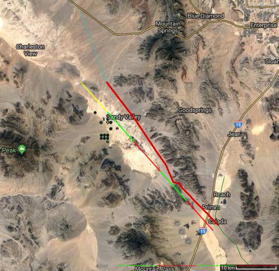 Existing railway is green. Road-railway resrvation for the site is red.